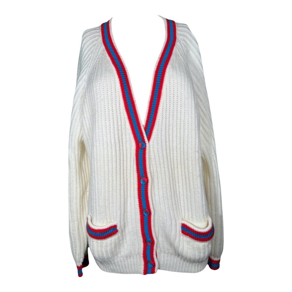 Partners II by Mervyns Vintage Women size 26W Button Up Knit Varsity Sweater